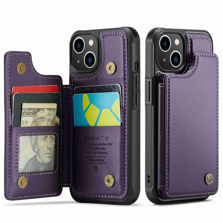 For iPhone 13 CaseMe C22 Card Slots Holder RFID Anti-theft Phone Case(Purple) - iPhone 13 Cases by CaseMe | Online Shopping UK | buy2fix