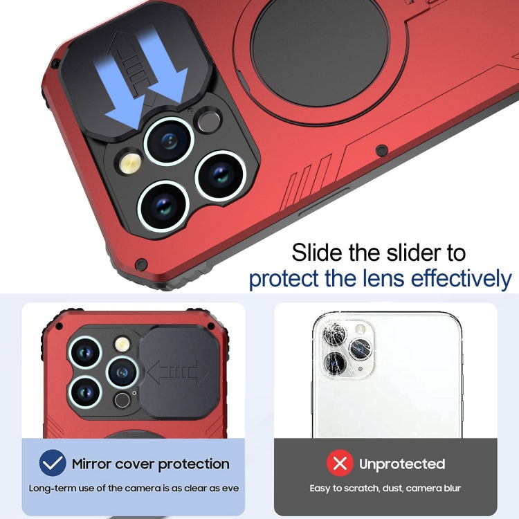 For iPhone 15 Camera Shield MagSafe Holder Life Waterproof Phone Case(Red) - iPhone 15 Cases by buy2fix | Online Shopping UK | buy2fix