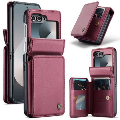 For Samsung Galaxy Z Flip6 5G CaseMe C22 PC+TPU Business Style RFID Anti-theft Leather Phone Case(Wine Red) - Galaxy Z Flip6 5G Cases by CaseMe | Online Shopping UK | buy2fix