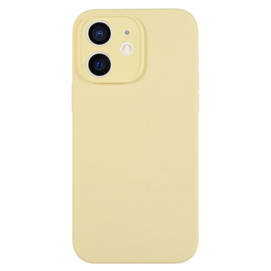 For iPhone 12 Pure Color Liquid Silicone Fine Pore Phone Case(Creamy Yellow) - iPhone 12 / 12 Pro Cases by buy2fix | Online Shopping UK | buy2fix