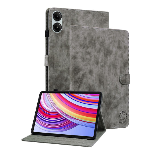 For Xiaomi Redmi Pad Pro 12.1 Tiger Pattern Flip Leather Tablet Case(Grey) - More Tablet Cases by buy2fix | Online Shopping UK | buy2fix