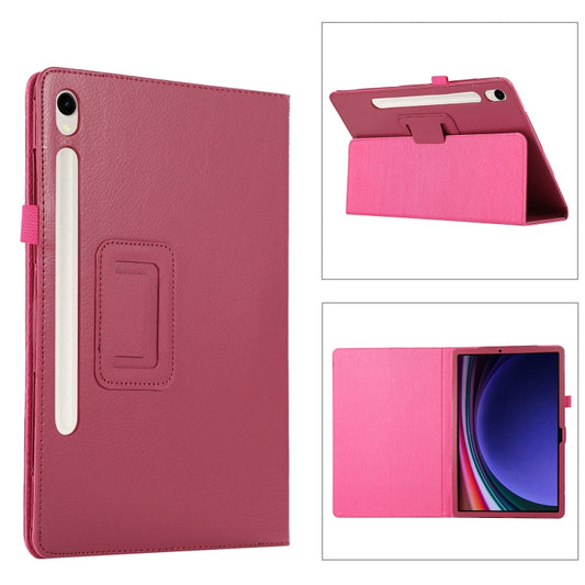 For Samsung Galaxy Tab S9 Ultra Litchi Texture Leather Tablet Case with Holder(Rose Red) - Other Galaxy Tab PC by buy2fix | Online Shopping UK | buy2fix