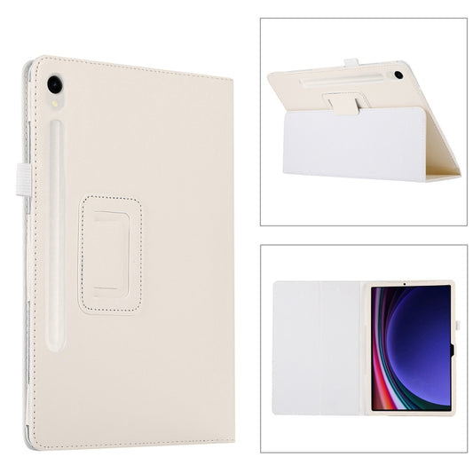 For Samsung Galaxy Tab S9 Ultra Litchi Texture Leather Tablet Case with Holder(White) - Other Galaxy Tab PC by buy2fix | Online Shopping UK | buy2fix