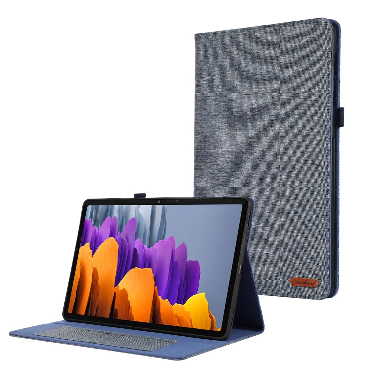 For Samsung Galaxy Tab S9 Ultra Horizontal Flip TPU + Fabric PU Leather Tablet Case(Dark Blue) - Galaxy Tab S9 Ultra Cases by buy2fix | Online Shopping UK | buy2fix