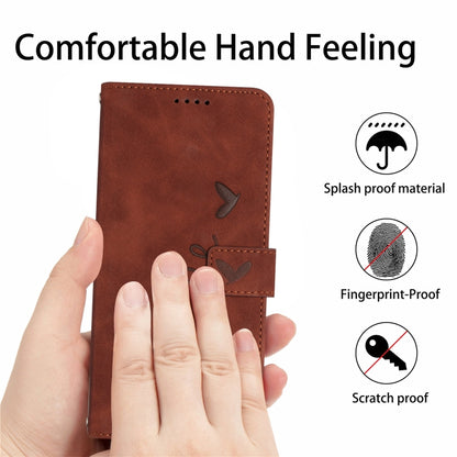 For Realme 11 4G Global Skin Feel Heart Pattern Leather Phone Case with Lanyard(Brown) - Realme Cases by buy2fix | Online Shopping UK | buy2fix