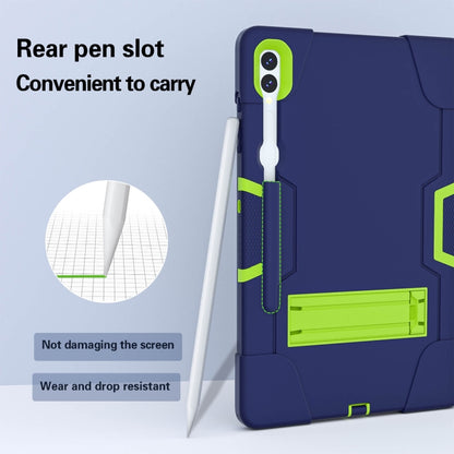 For Samsung Galaxy Tab S9+ Contrast Color Silicone PC Tablet Case with Holder(Navy Blue + Green) - Galaxy Tab S9+ Cases by buy2fix | Online Shopping UK | buy2fix