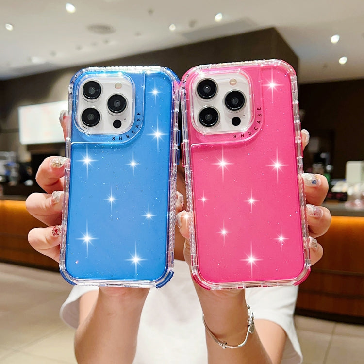 For iPhone 16 Pro Max Glitter Powder 3-in-1 TPU + PC Phone Case(Blue) - iPhone 16 Pro Max Cases by buy2fix | Online Shopping UK | buy2fix