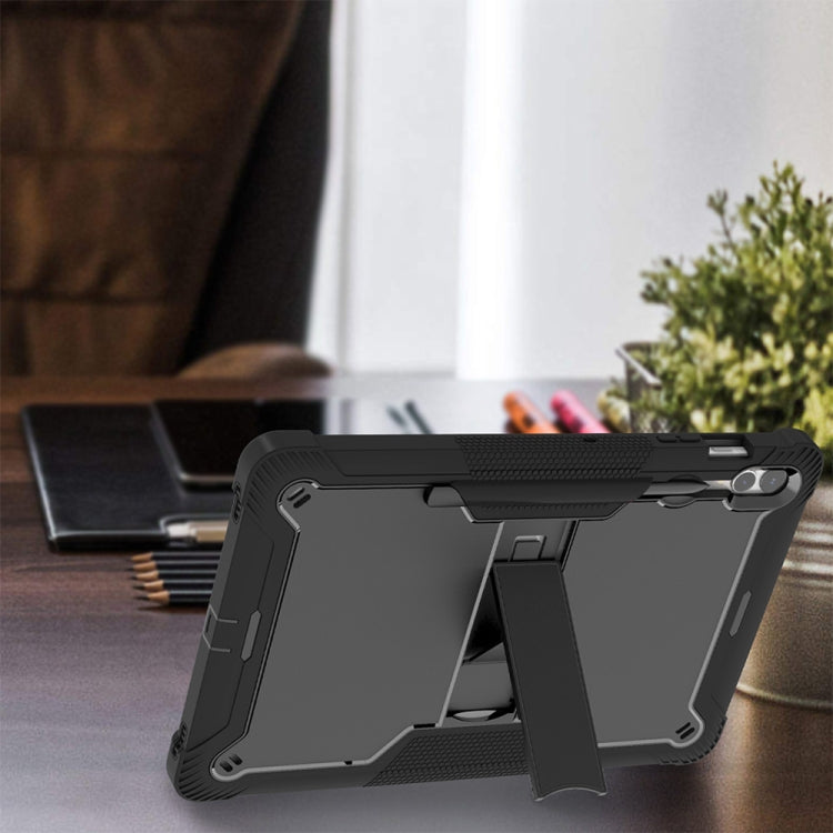 For Samsung Galaxy Tab S9+ Shockproof Silicone Hybrid PC Tablet Case with Holder(Black) - Galaxy Tab S9+ Cases by buy2fix | Online Shopping UK | buy2fix