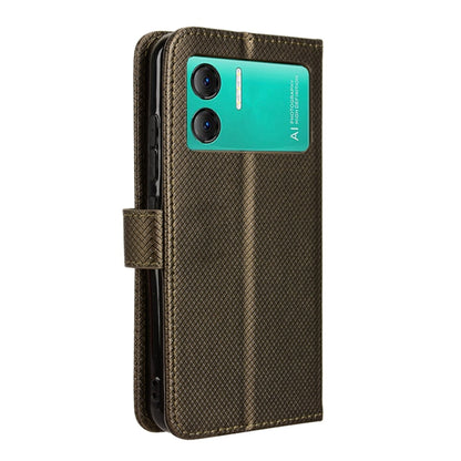 For Doogee X98 Diamond Texture Leather Phone Case(Brown) - Doogee Cases by buy2fix | Online Shopping UK | buy2fix