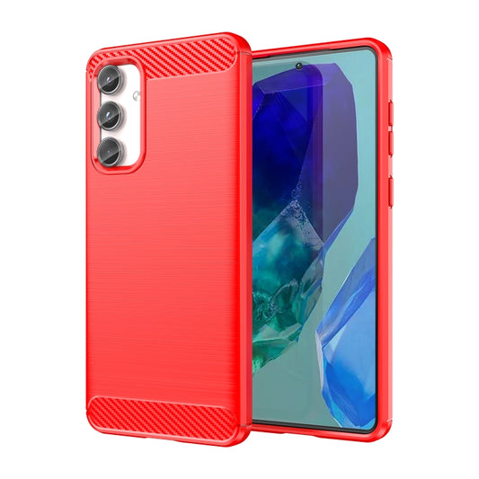 For Samsung Galaxy M55 Brushed Texture Carbon Fiber TPU Phone Case(Red) - Galaxy Phone Cases by buy2fix | Online Shopping UK | buy2fix