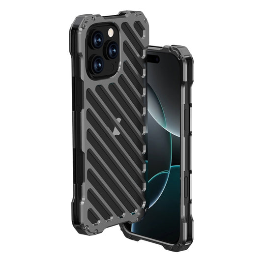 For iPhone 16 Pro Max R-JUST RJ-50 Hollow Breathable Armor Metal Phone Case(Space Grey) - iPhone 16 Pro Max Cases by R-JUST | Online Shopping UK | buy2fix