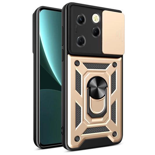 For Infinix Hot 40 / 40 Pro 4G Sliding Camera Cover Design TPU+PC Phone Case(Gold) - Infinix Cases by buy2fix | Online Shopping UK | buy2fix
