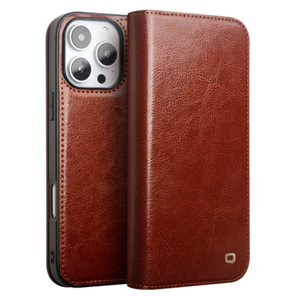 For iPhone 16 Pro Max QIALINO Classic Genuine Leather Phone Case(Brown) - iPhone 16 Pro Max Cases by QIALINO | Online Shopping UK | buy2fix