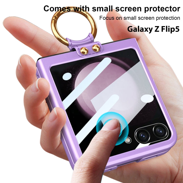 For Samsung Galaxy Z Flip5 GKK Integrated Ultra-thin PC Ring Holder Phone Case(Black) - Galaxy Z Flip5 Cases by GKK | Online Shopping UK | buy2fix