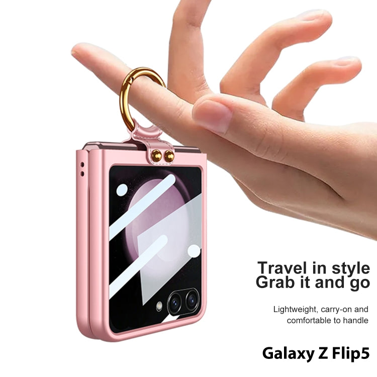 For Samsung Galaxy Z Flip5 GKK Integrated Ultra-thin PC Ring Holder Phone Case(White) - Galaxy Z Flip5 Cases by GKK | Online Shopping UK | buy2fix