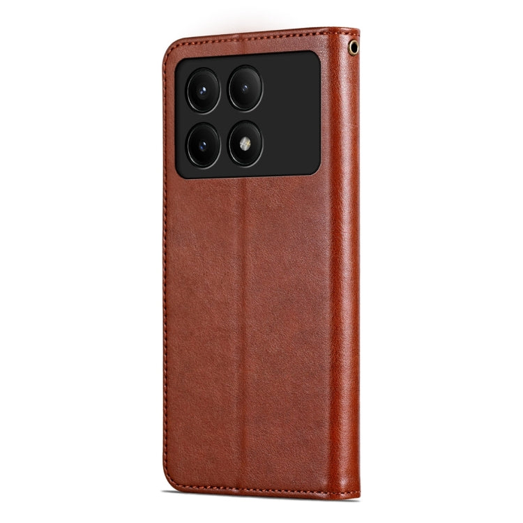 For Xiaomi Redmi K70E AZNS Sheepskin Texture Flip Leather Phone Case(Brown) - K70E Cases by AZNS | Online Shopping UK | buy2fix