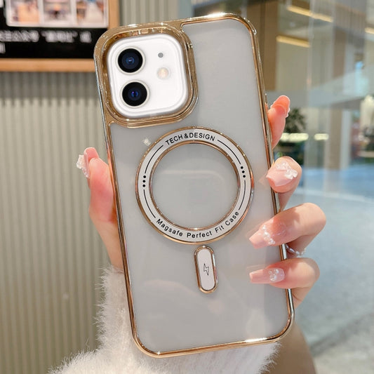 For iPhone 11 MagSafe Magnetic Transparent TPU Electroplated Phone Case(Gold) - iPhone 11 Cases by buy2fix | Online Shopping UK | buy2fix