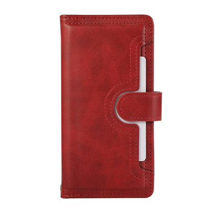 For iPhone 16 Plus Wristband Card Slot Leather Phone Case(Red) - iPhone 16 Plus Cases by buy2fix | Online Shopping UK | buy2fix