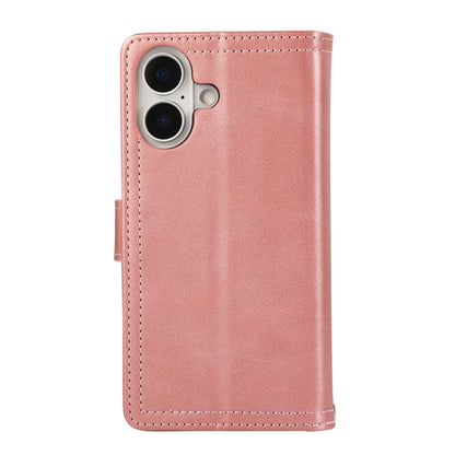 For iPhone 16 Wristband Card Slot Leather Phone Case(Rose Gold) - iPhone 16 Cases by buy2fix | Online Shopping UK | buy2fix