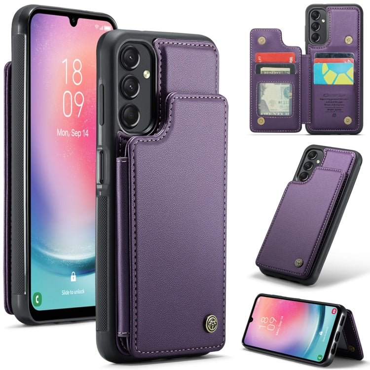 For Samsung Galaxy A24 4G CaseMe C22 Card Slots Holder RFID Anti-theft Phone Case(Purple) - Galaxy Phone Cases by CaseMe | Online Shopping UK | buy2fix