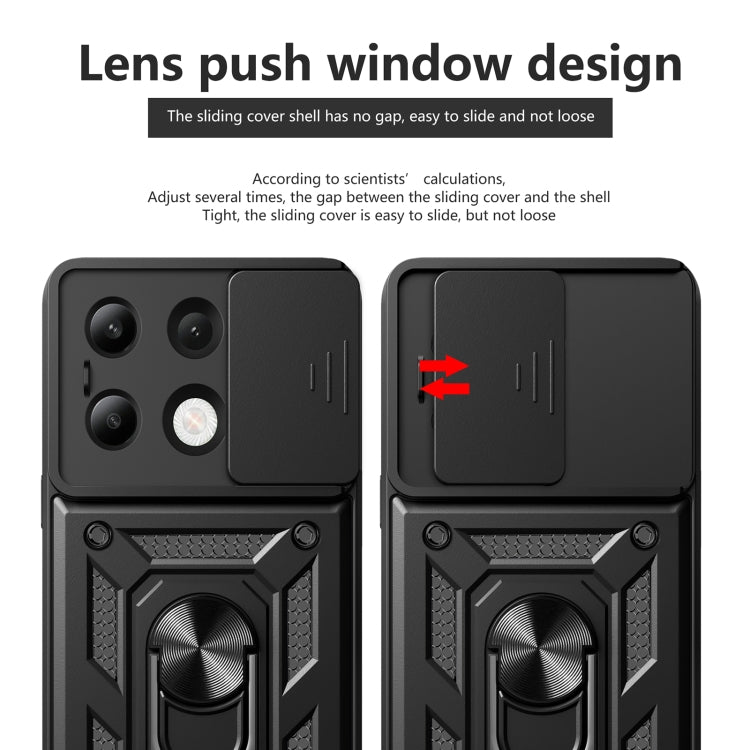 For Xiaomi Redmi Note 13 4G Global Sliding Camera Cover Design TPU Hybrid PC Phone Case(Silver) - Note 13 Cases by buy2fix | Online Shopping UK | buy2fix