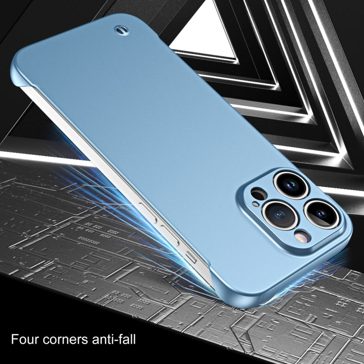 For iPhone 14 Plus Frameless Metallic Paint Hybrid PC Phone Case(Sierra Blue) - iPhone 14 Plus Cases by buy2fix | Online Shopping UK | buy2fix