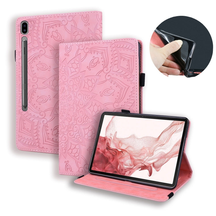 For Samsung Galaxy Tab S9 Ultra Calf Texture Embossed Leather Tablet Case(Pink) - Galaxy Tab S9 Ultra Cases by buy2fix | Online Shopping UK | buy2fix