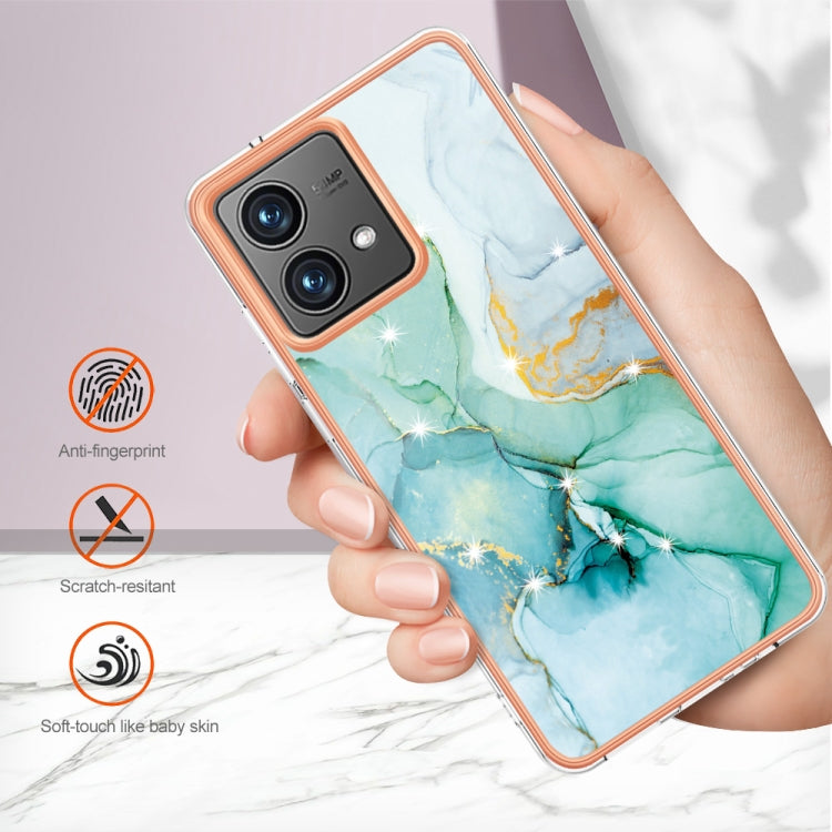 For Motorola Moto G84 Electroplating Marble Dual-side IMD Phone Case(Green 003) - Motorola Cases by buy2fix | Online Shopping UK | buy2fix