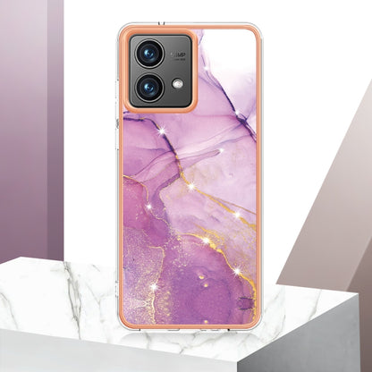 For Motorola Moto G84 Electroplating Marble Dual-side IMD Phone Case(Purple 001) - Motorola Cases by buy2fix | Online Shopping UK | buy2fix