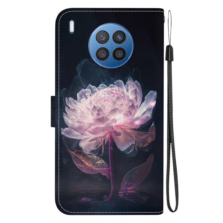 For Honor 50 Lite Crystal Texture Colored Drawing Leather Phone Case(Purple Peony) - Honor Cases by buy2fix | Online Shopping UK | buy2fix