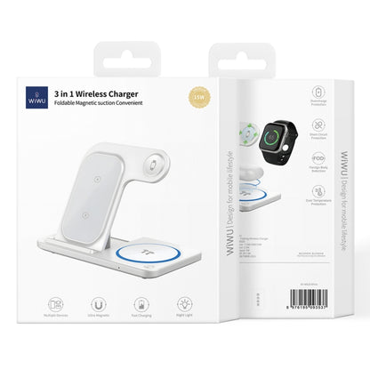 WIWU Wi-W020 3 in 1 Foldable Wireless Charger - Wireless Charger by WIWU | Online Shopping UK | buy2fix