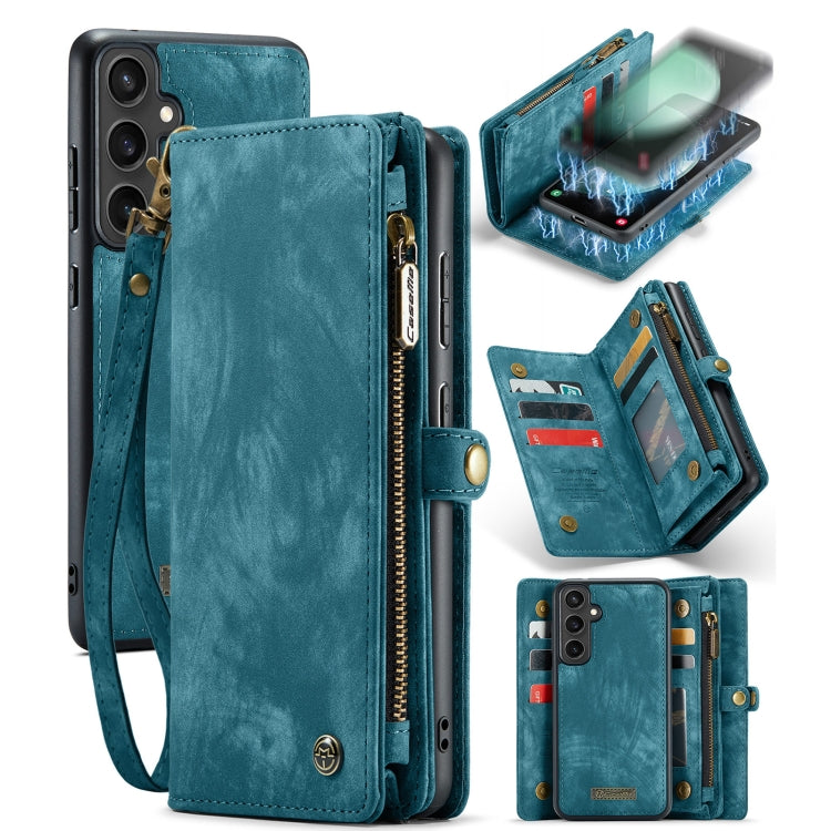 For Samsung Galaxy S23 FE CaseMe 008 Multifunctional Zipper Wallet Leather Phone Case with Lanyard(Blue) - Galaxy S23 FE 5G Cases by CaseMe | Online Shopping UK | buy2fix