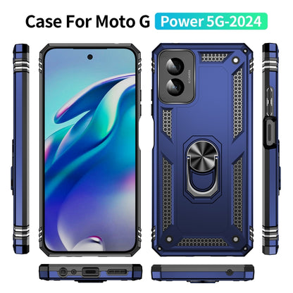 For Motorola Moto G Power 5G 2024 Shockproof TPU + PC Phone Case with Holder(Blue) - Motorola Cases by buy2fix | Online Shopping UK | buy2fix