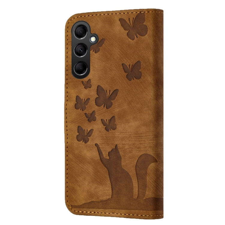 For Samsung Galaxy S24+ 5G Butterfly Cat Embossing Flip Leather Phone Case(Brown) - Galaxy S24+ 5G Cases by buy2fix | Online Shopping UK | buy2fix