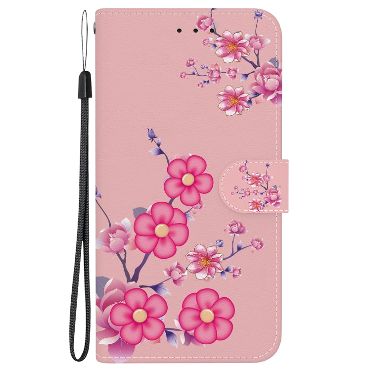 For Motorola Moto G Power 5G 2024 Crystal Texture Colored Drawing Leather Phone Case(Cherry Blossoms) - Motorola Cases by buy2fix | Online Shopping UK | buy2fix