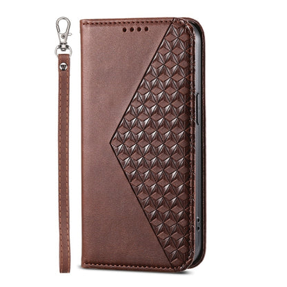 For iPhone SE 2024 Cubic Grid Calf Texture Magnetic Leather Phone Case(Brown) - More iPhone Cases by buy2fix | Online Shopping UK | buy2fix