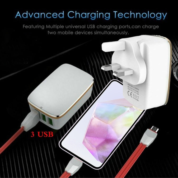 LDNIO A3304 17W 3 USB Interfaces Travel Charger Mobile Phone Charger, EU Plug - USB Charger by LDNIO | Online Shopping UK | buy2fix