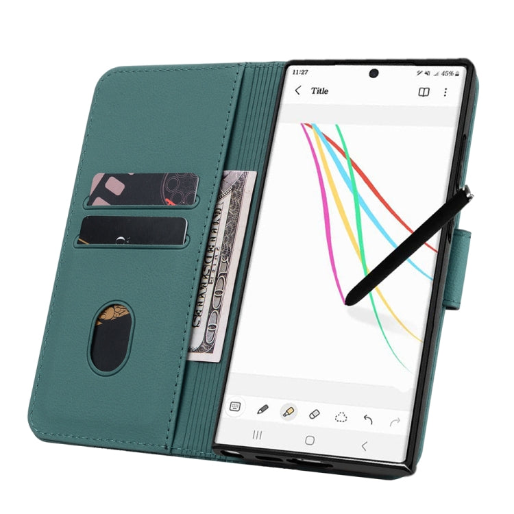 For Samsung Galaxy S23 Ultra 5G Diamond Buckle Leather Phone Case with Lanyard(Green) - Galaxy S23 Ultra 5G Cases by buy2fix | Online Shopping UK | buy2fix