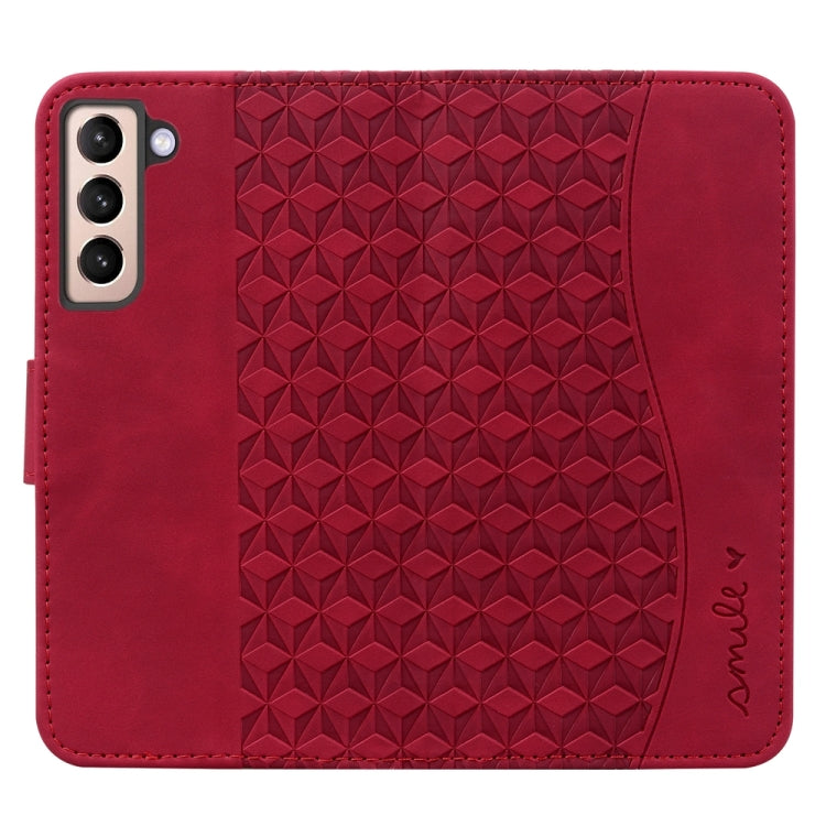 For Samsung Galaxy S21 5G Diamond Buckle Leather Phone Case with Lanyard(Wine Red) - Galaxy S21 5G Cases by buy2fix | Online Shopping UK | buy2fix