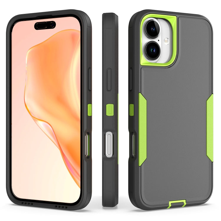 For iPhone 16 Plus 2 in 1 Magnetic PC + TPU Phone Case(Gray+Fluorescent Green) - iPhone 16 Plus Cases by buy2fix | Online Shopping UK | buy2fix