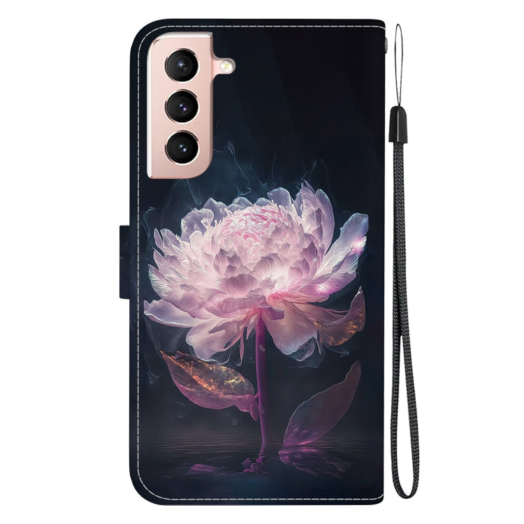 For Samsung Galaxy S22 5G Crystal Texture Colored Drawing Leather Phone Case(Purple Peony) - Galaxy S22 5G Cases by buy2fix | Online Shopping UK | buy2fix