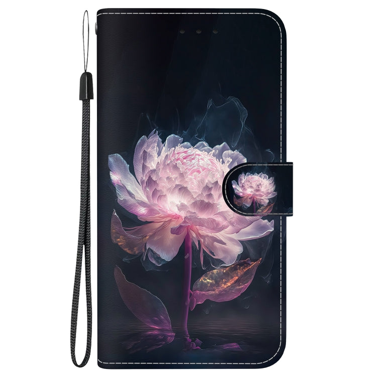 For Samsung Galaxy M55 Crystal Texture Colored Drawing Leather Phone Case(Purple Peony) - Galaxy Phone Cases by buy2fix | Online Shopping UK | buy2fix