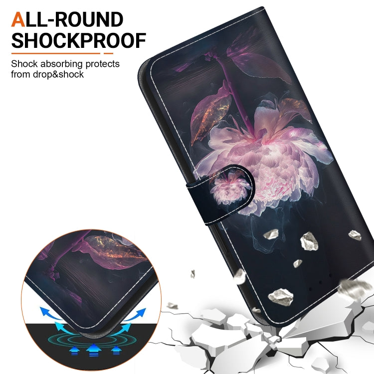 For Samsung Galaxy M55 Crystal Texture Colored Drawing Leather Phone Case(Purple Peony) - Galaxy Phone Cases by buy2fix | Online Shopping UK | buy2fix