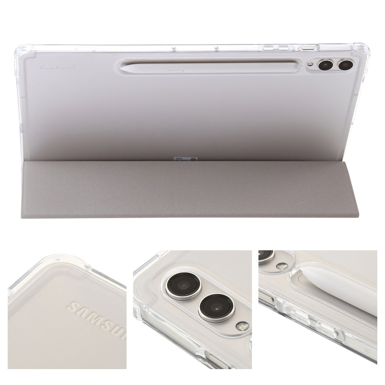 For Samsung Galaxy Tab S9+ 3-Fold Clear Acrylic Leather Tablet Case(Grey) - Galaxy Tab S9+ Cases by buy2fix | Online Shopping UK | buy2fix