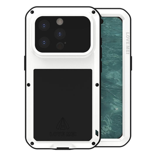 For iPhone 15 Pro LOVE MEI Metal Shockproof Life Waterproof Dustproof Phone Case(White) - iPhone 15 Pro Cases by LOVE MEI | Online Shopping UK | buy2fix