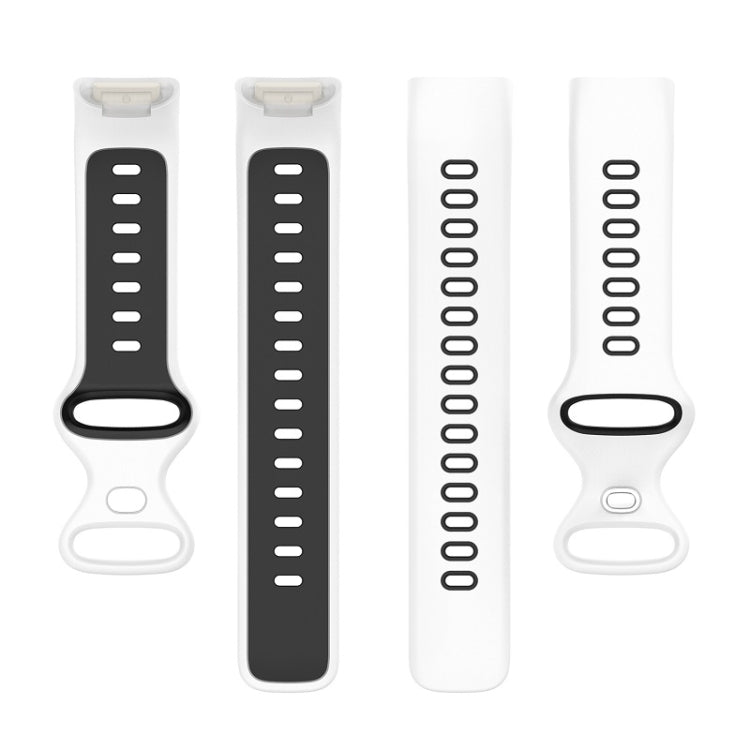For Fitbit Charge 6 Two Color Silicone Watch Band(White Black) - Watch Bands by buy2fix | Online Shopping UK | buy2fix