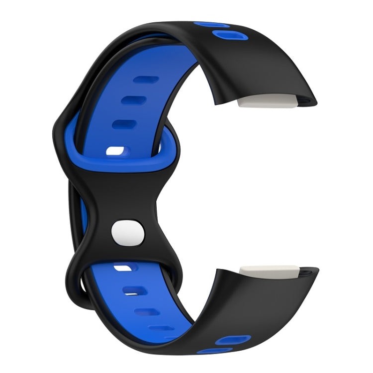 For Fitbit Charge 6 Two Color Silicone Watch Band(Black Blue) - Watch Bands by buy2fix | Online Shopping UK | buy2fix