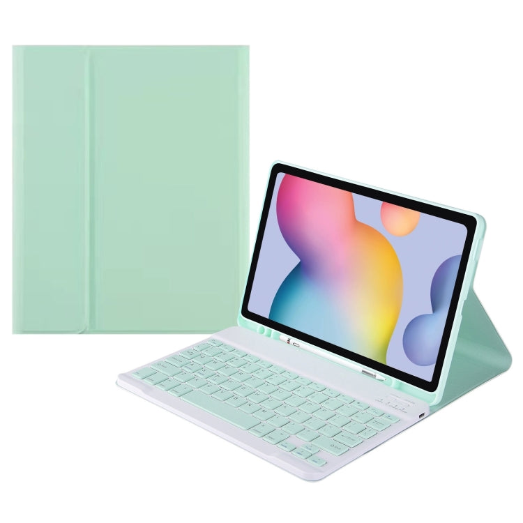 For Samsung Galaxy Tab S9 FE Square Cap Bluetooth Keyboard Leather Case with Pen Slot(Green) - Samsung Keyboard by buy2fix | Online Shopping UK | buy2fix