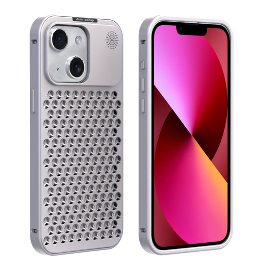 For iPhone 13 R-JUST RJ58 Aromatherapy Metal Cooling Phone Case(Silver) - iPhone 13 Cases by R-JUST | Online Shopping UK | buy2fix