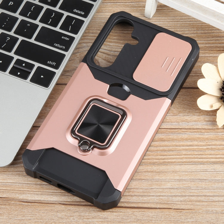 For Samsung Galaxy S24+ 5G Camera Shield Card Slot PC+TPU Phone Case(Rose Gold) - Galaxy S24+ 5G Cases by buy2fix | Online Shopping UK | buy2fix
